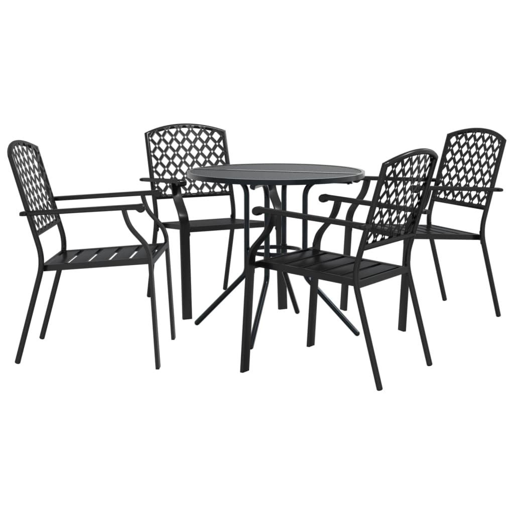 Set Sedie Giardino Impilabili 5pz Antracite Acciaio Verniciato 3283769