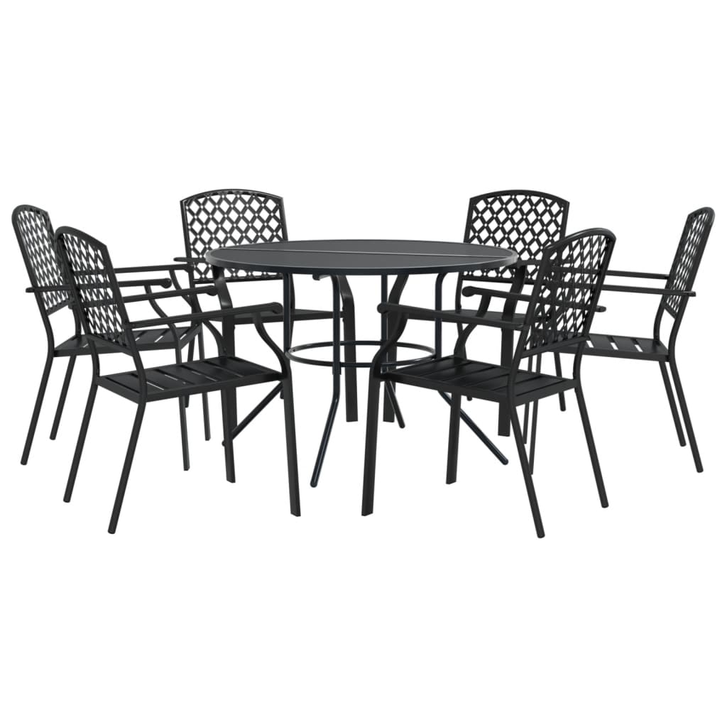 Set Sedie Giardino Impilabili 7pz Antracite Acciaio Verniciato 3283771