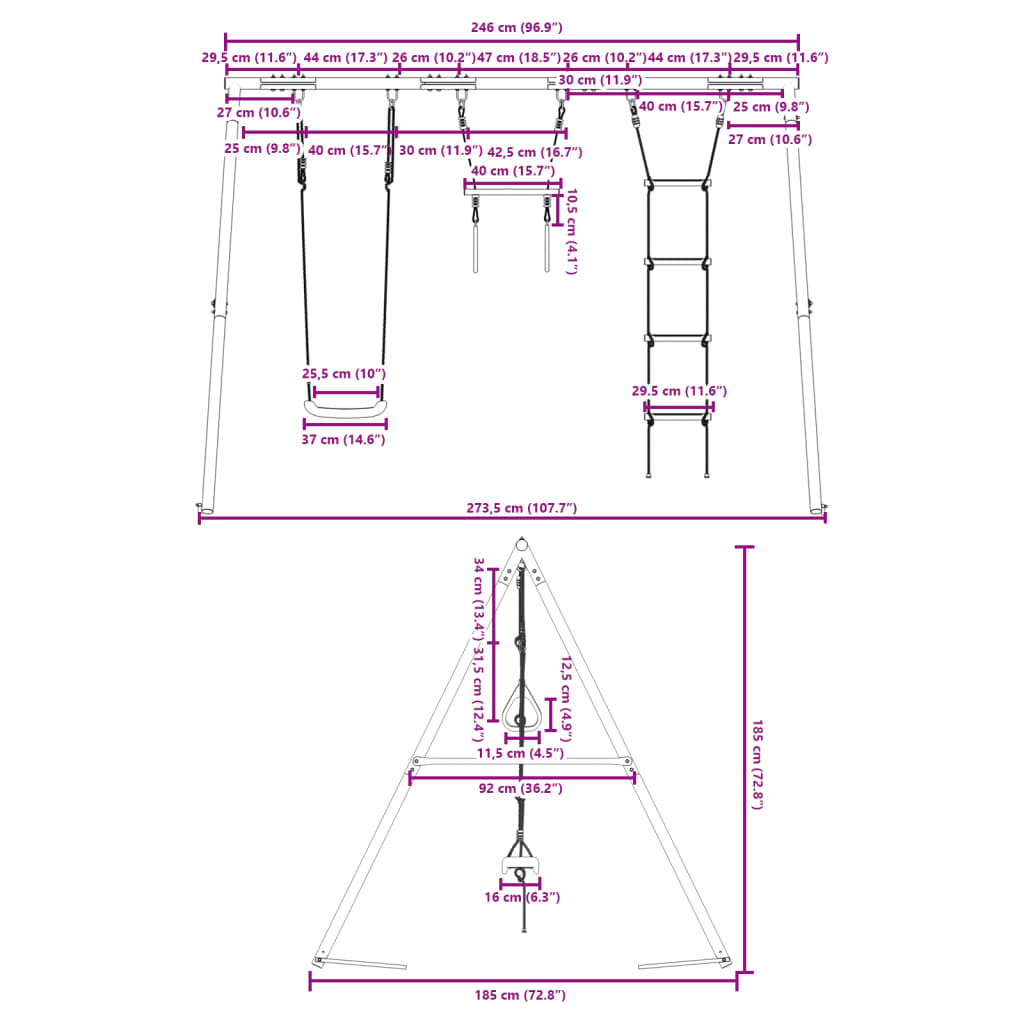 Set Gioco da Esterno con Altalena,Trapezio e Scala 3283602