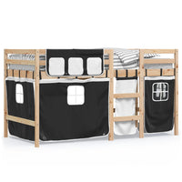 Letto a Soppalco con Tende Bambini Bianco e Nero 80x200 cm Pinocod mxl 116435