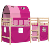 Letto a Soppalco con Tunnel Bambini Rosa 80x200cm Massello Pino 3283837