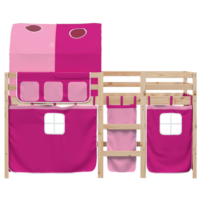 Letto a Soppalco con Tunnel Bambini Rosa 80x200cm Massello Pino 3283837