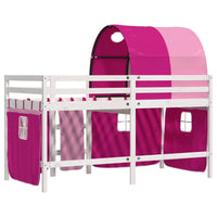 Letto a Soppalco con Tunnel Bambini Rosa 90x200cm Massello Pino 3283849