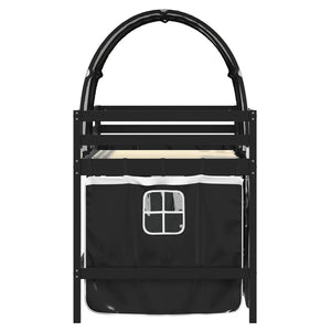 Letto a Soppalco con Tunnel Bambini Bianco e Nero 90x200cm Pino 3283850