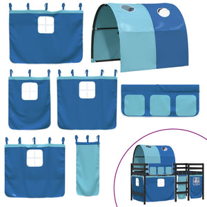 Letto a Soppalco con Tunnel Bambini Blu 90x200cm Massello Pino 3283851