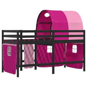 Letto a Soppalco con Tunnel Bambini Rosa 90x190cm Massello Pino 3283861