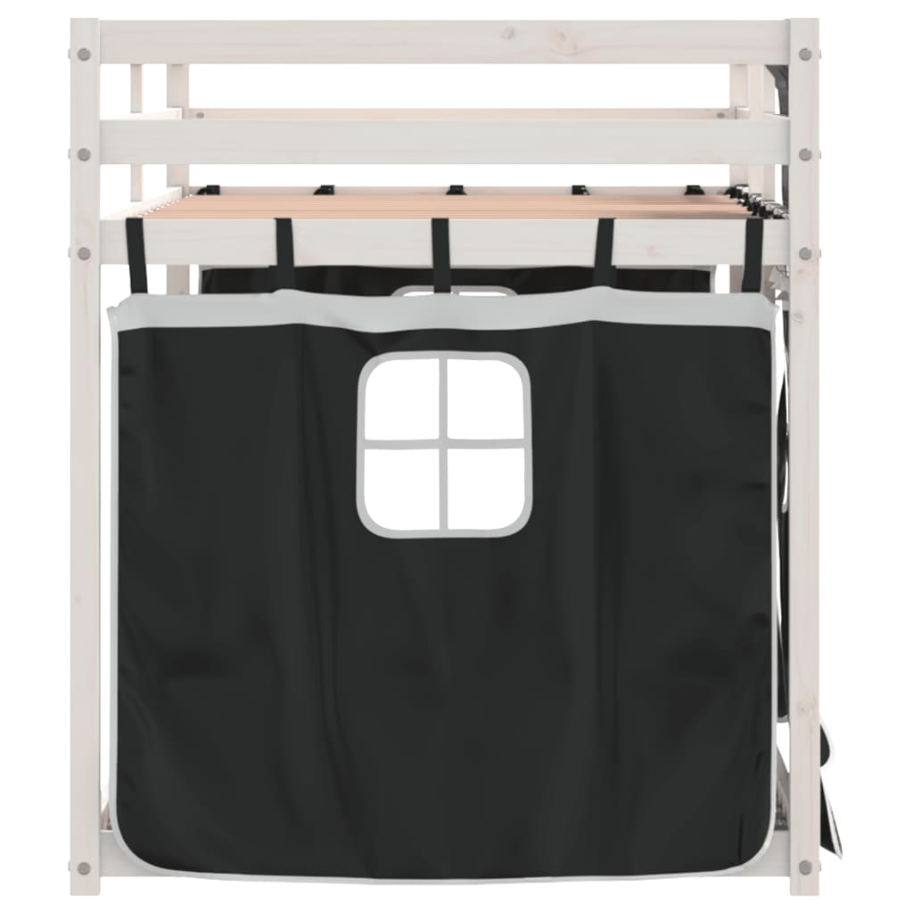 Letto a Castello senza Materasso Bianco e Nero 90x200cm in Pino 3283895