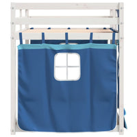 Letto a Castello con Tende Blu 90x190 cm Massello Pino 3283908