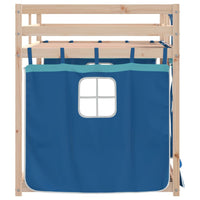 Letto a Castello con Tende Blu 75x190 cm Massello Pino 3283911