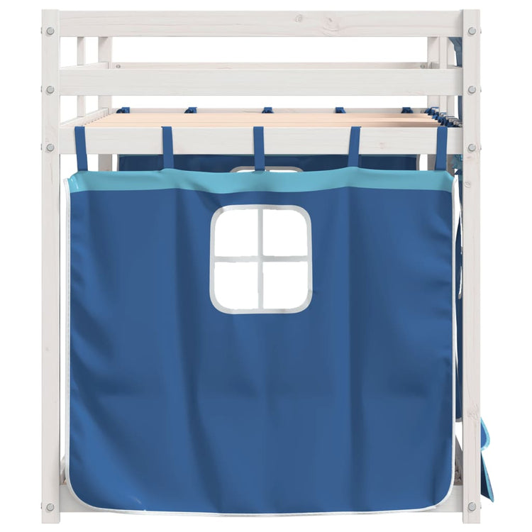 Letto a Castello con Tende Blu 75x190 cm Massello Pino 3283914