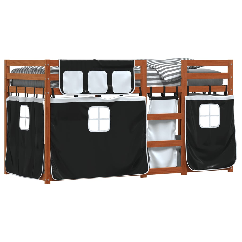 Letto a Castello senza Materasso Bianco e Nero 80x200cm in Pino 3283922