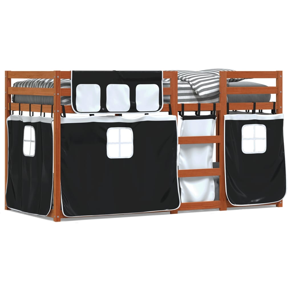 Letto a Castello senza Materasso Bianco e Nero 80x200cm in Pino 3283922