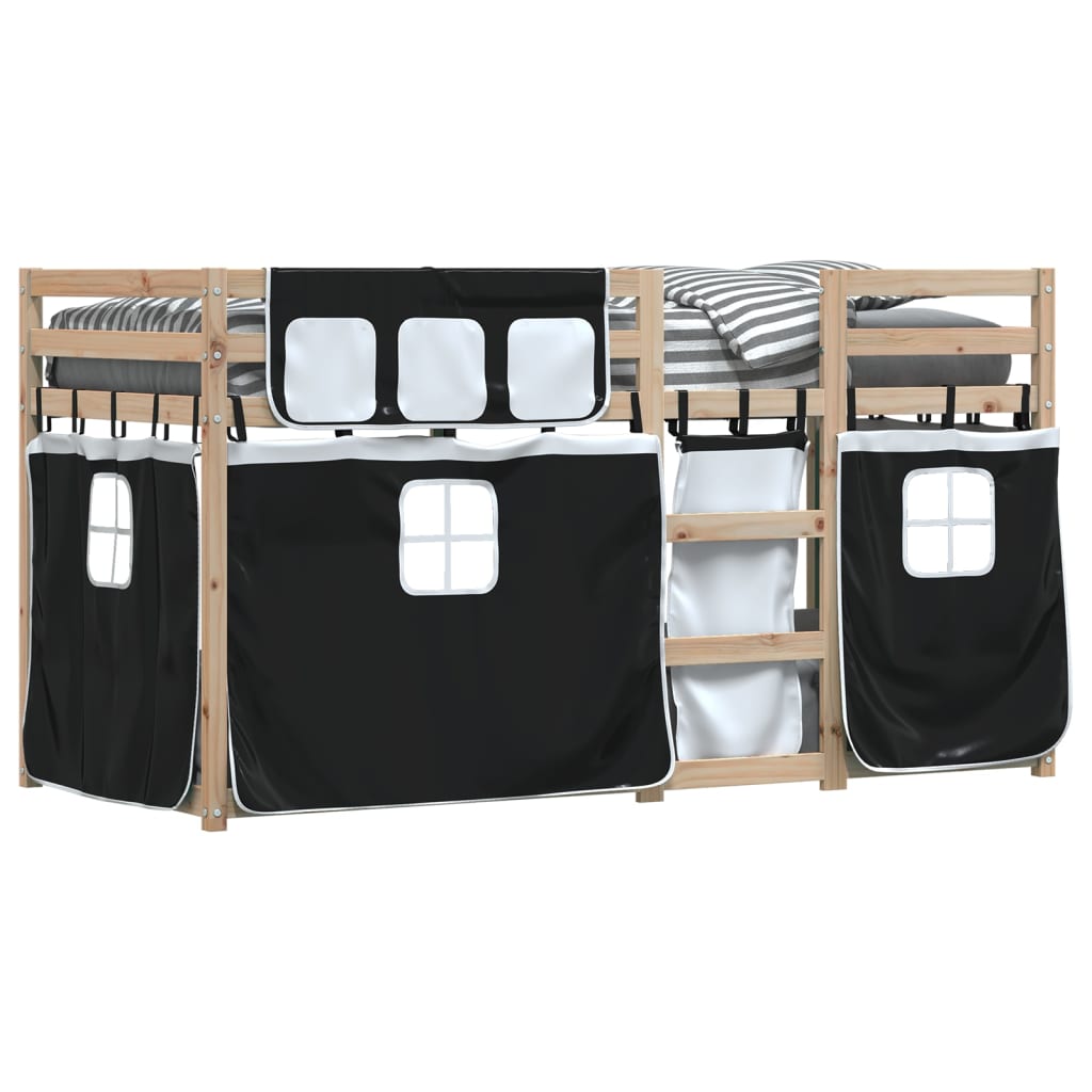 Letto a Castello senza Materasso Bianco e Nero 90x190cm in Pino 3283937