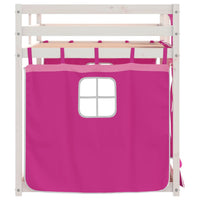 Letto a Castello con Tende Rosa 90x190 cm Legno Massello Pino 3283942