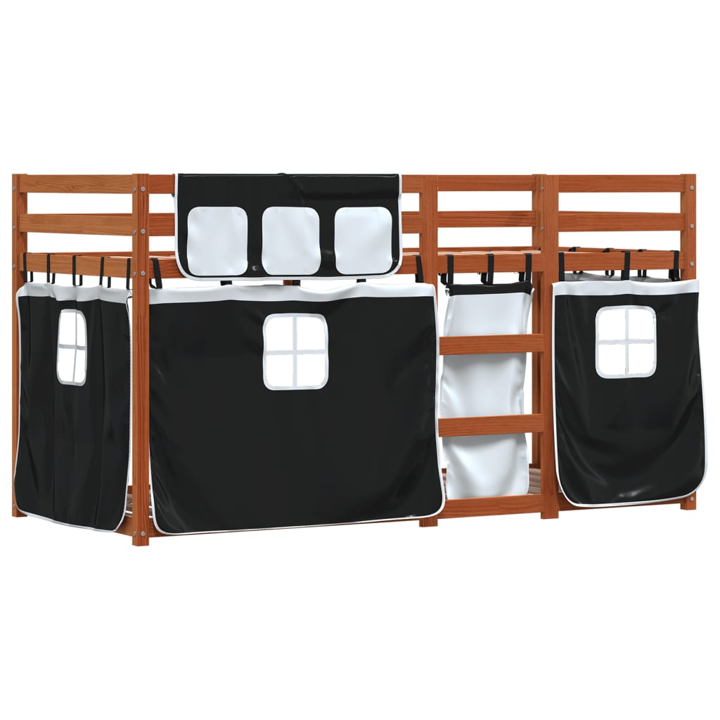 Letto a Castello senza Materasso Bianco e Nero 90x200cm in Pino 3283946