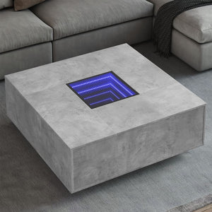 Tavolino Salotto con LED Infinity Grigio Cemento 100x100x40 cm 3284045