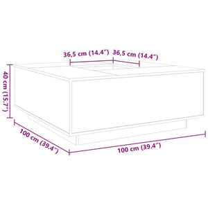 Tavolino da Salotto Bianco 100x100x40 cm in Legno Multistrato 3284049