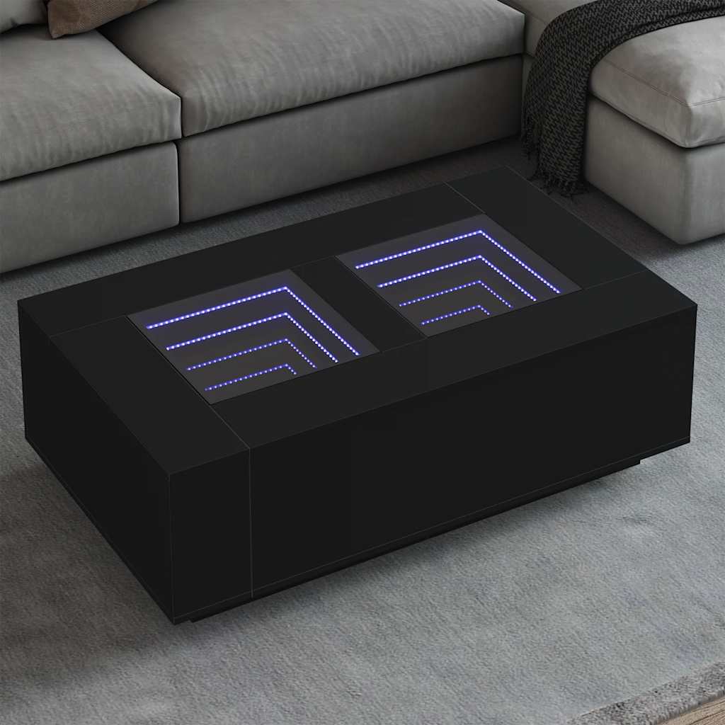 Tavolino da Salotto con LED Infinity Nero 116x69x40 cm 3284057