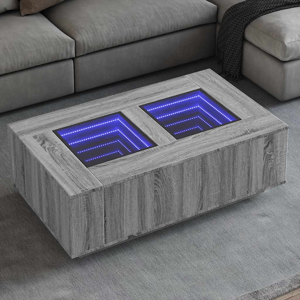 Tavolino da Salotto con LED Infinity Rovere Sonoma 116x69x40 cm 3284061