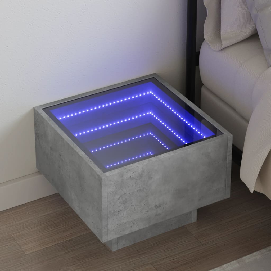 Comodino con LED Infinity Grigio Cemento 40x40x30 cm 3284066