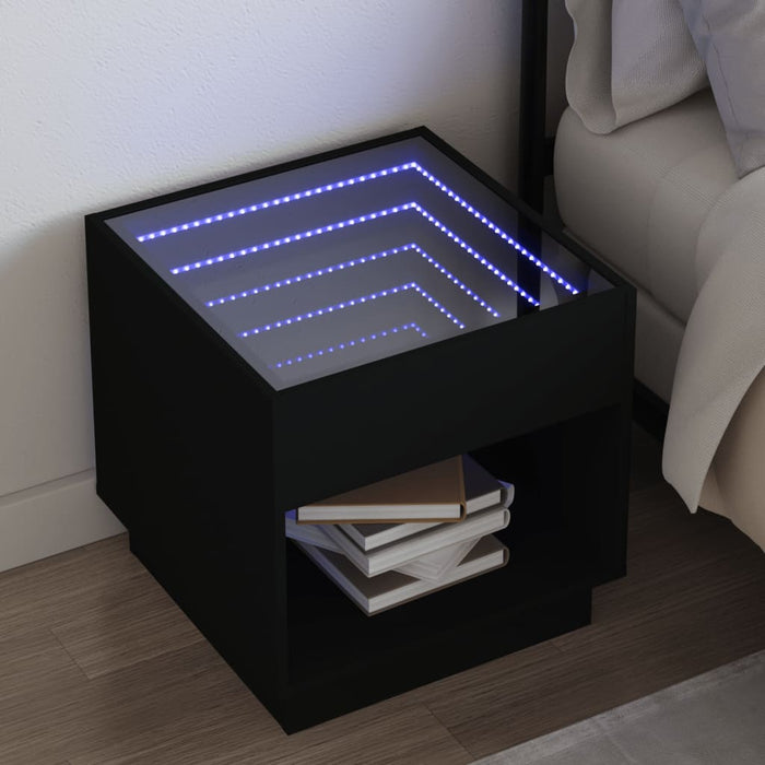 Comodino con LED Infinity Nero 50x50x50 cm 3284085