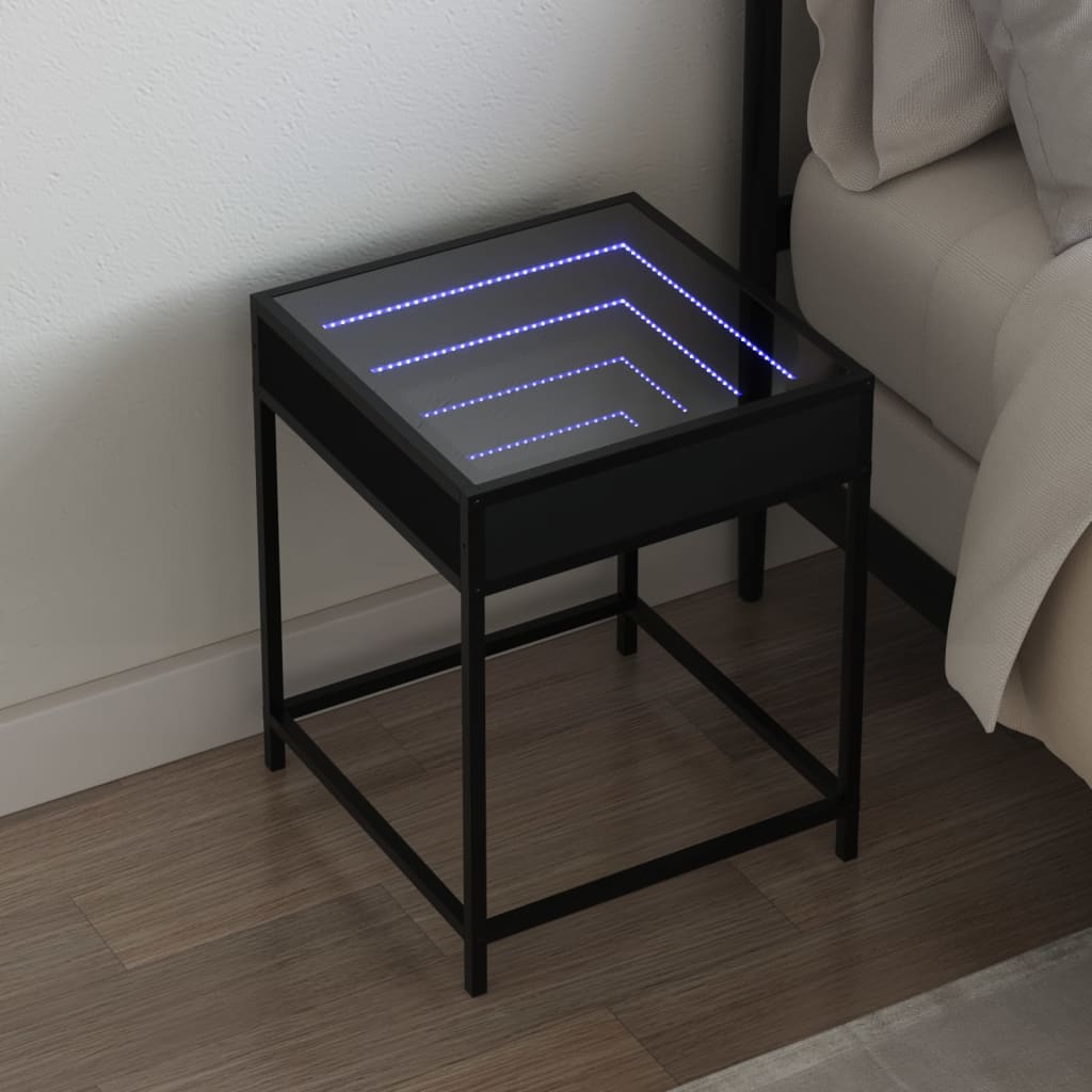 Comodino con LED Infinity Nero 40x40x51 cm 3284091