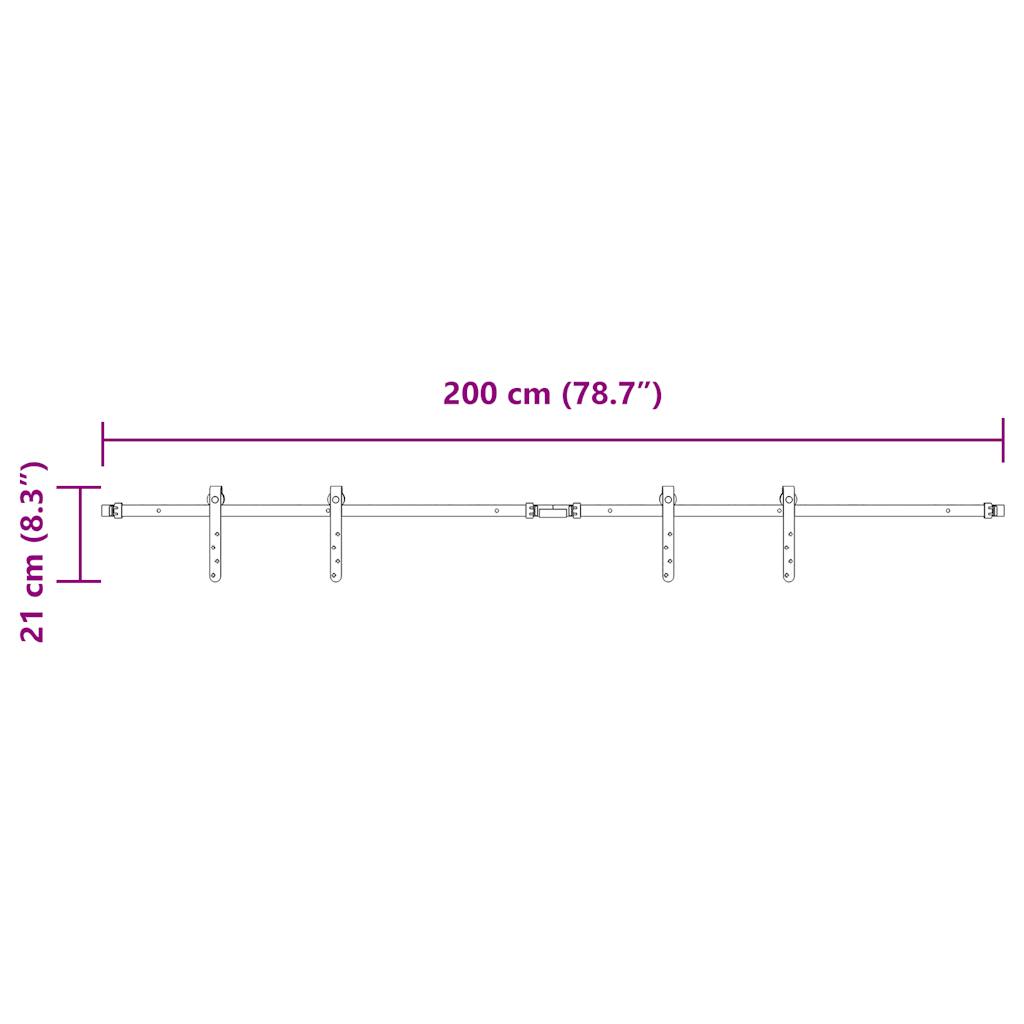 Kit Anta Scorrevole Armadio in Acciaio al Carbonio 200 cm 4009667