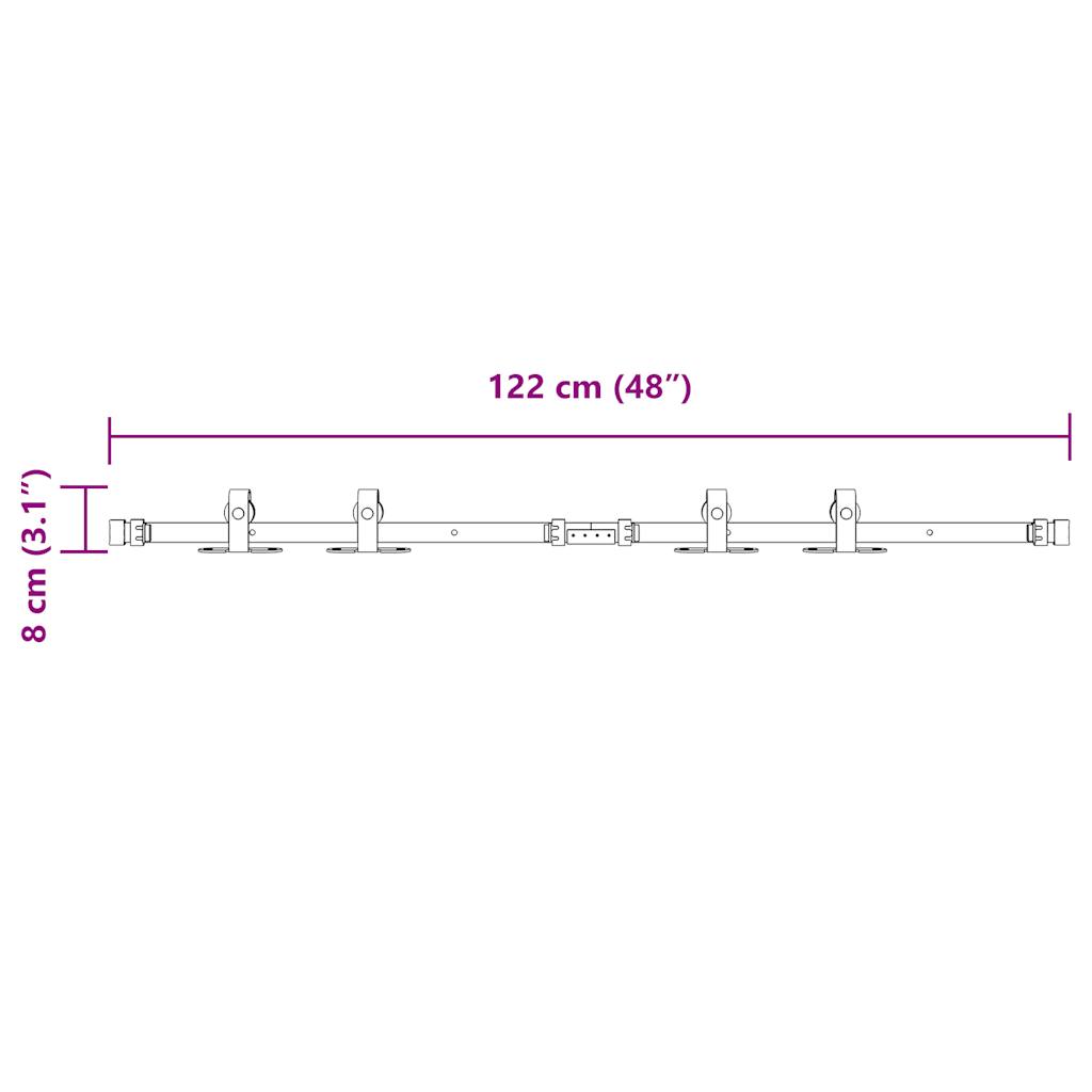 Kit Anta Scorrevole Armadio in Acciaio al Carbonio 122 cm 4009673