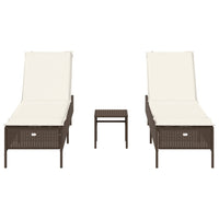 Set Lettini Prendisole con Cuscini 3pz Marrone in Polyrattan 3284264