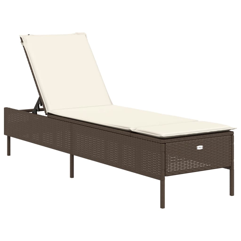 Set Lettini Prendisole con Cuscini 3pz Marrone in Polyrattan 3284264