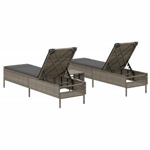 Set Lettini Prendisole con Cuscini 3pz Grigio in Polyrattan 3284265