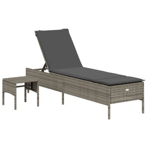 Set Lettini Prendisole con Cuscini 3pz Grigio in Polyrattan 3284265