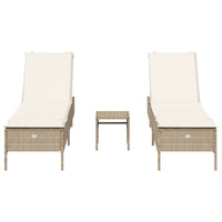 Set Lettini Prendisole con Cuscini 3pz Beige in Polyrattan 3284267