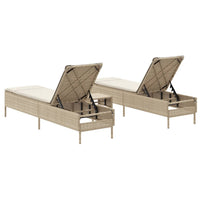 Set Lettini Prendisole con Cuscini 3pz Beige in Polyrattan 3284267