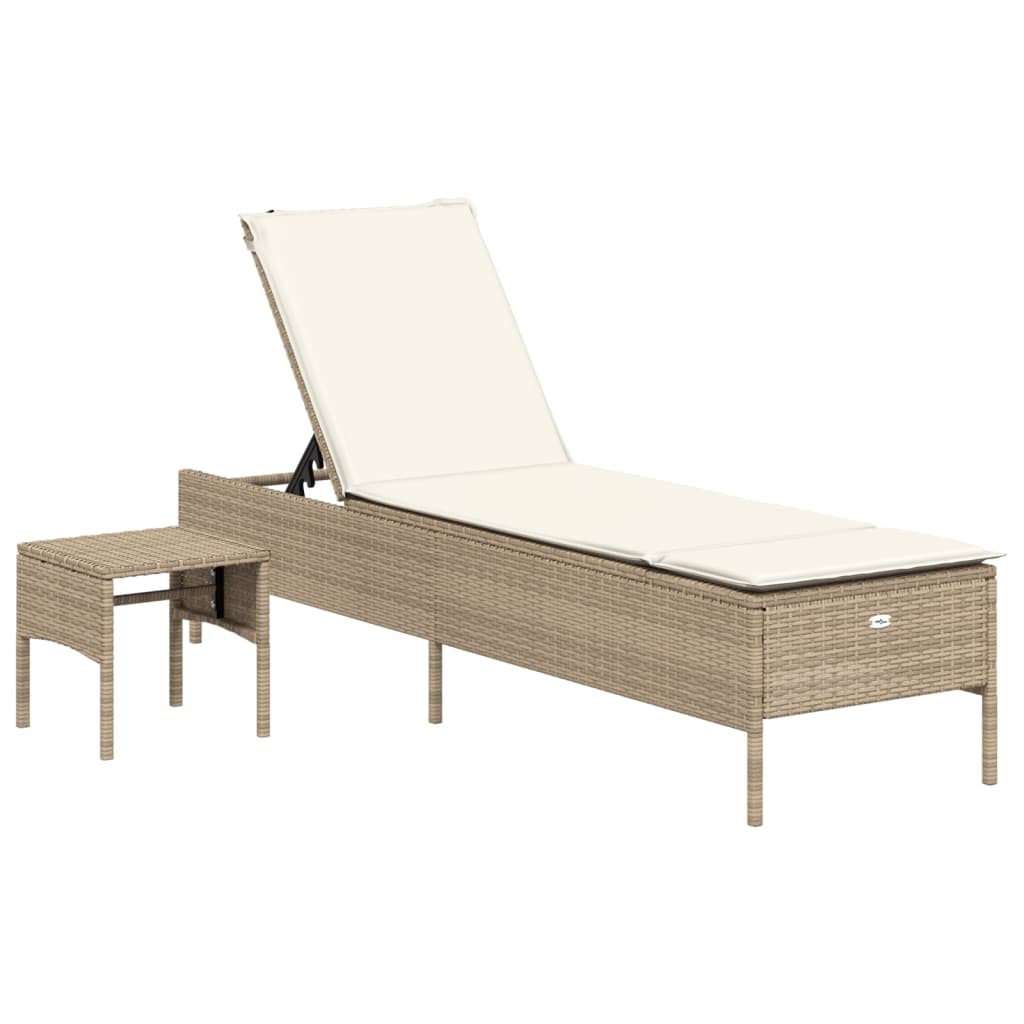 Set Lettini Prendisole con Cuscini 3pz Beige in Polyrattan 3284267