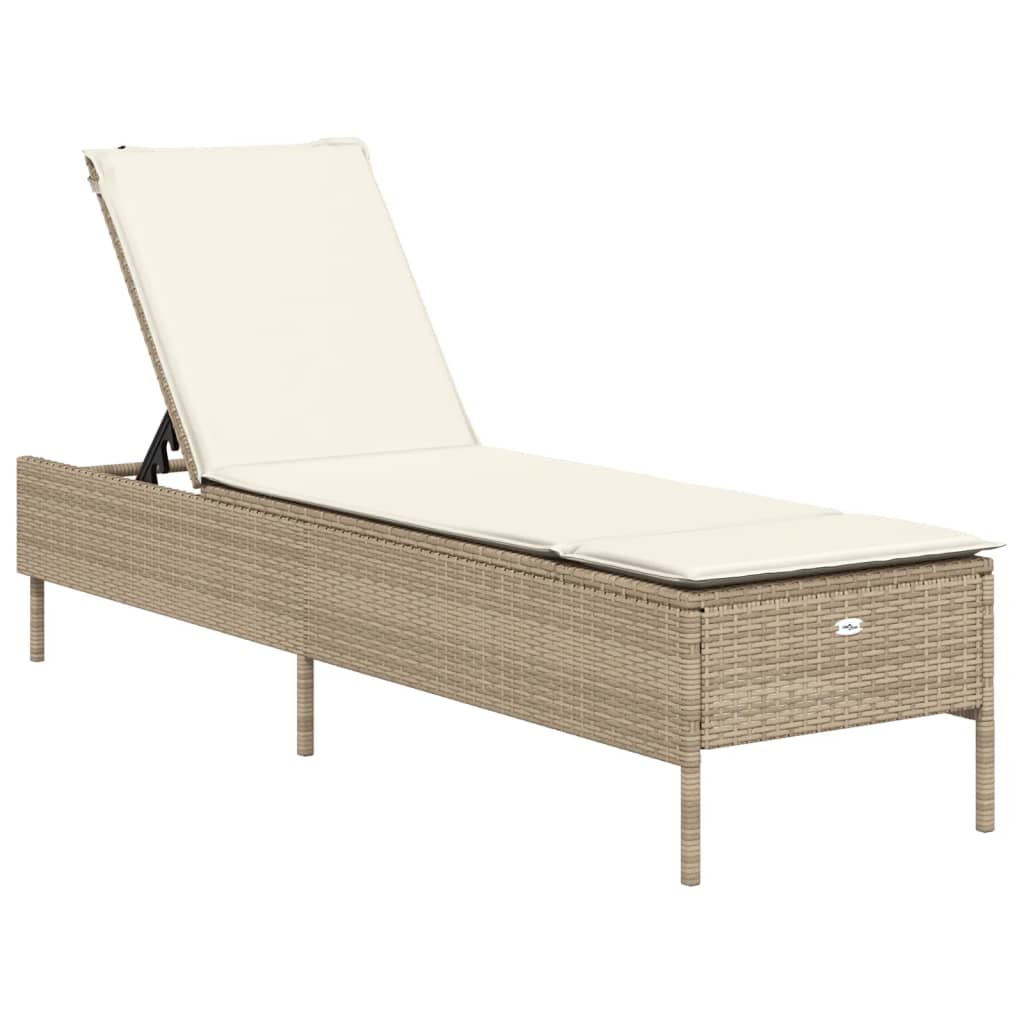 Set Lettini Prendisole con Cuscini 3pz Beige in Polyrattan 3284267