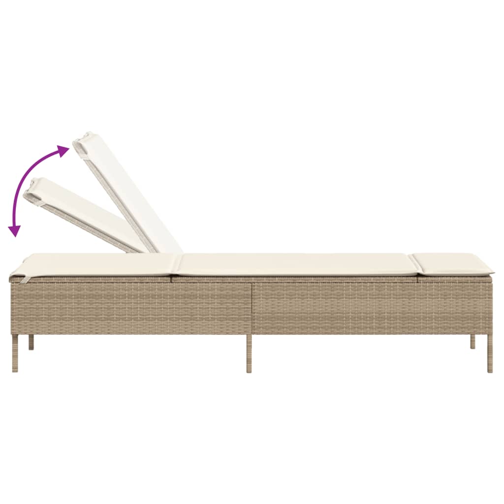 Set Lettini Prendisole con Cuscini 3pz Beige in Polyrattan 3284267