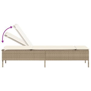 Set Lettini Prendisole con Cuscini 3pz Beige in Polyrattan 3284267