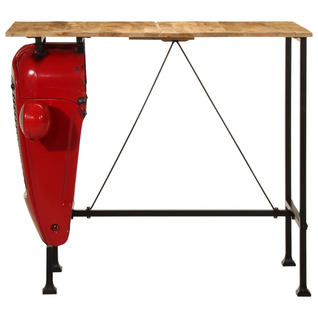 Tavolino Bar Trattore Rosso e Marrone 55x120x107 cm Legno Mango 4009368