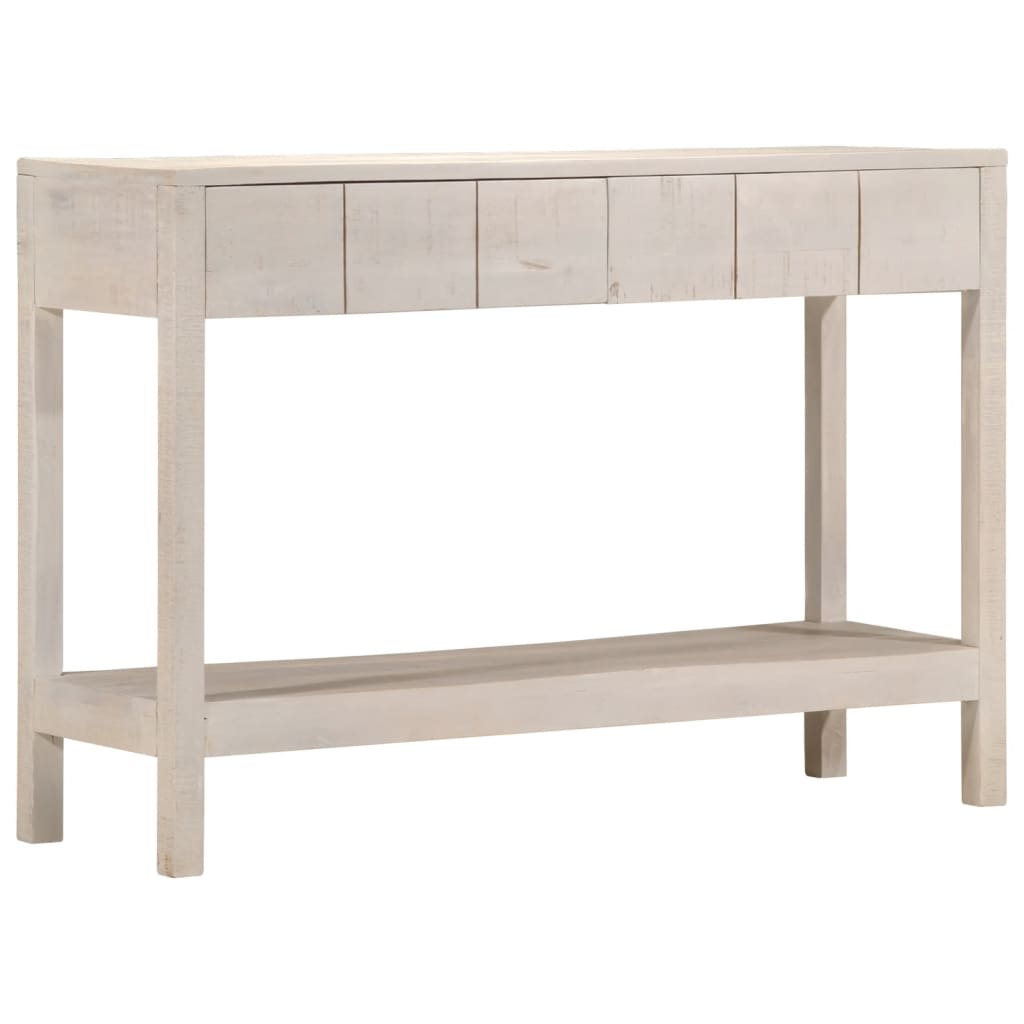 Tavolo Consolle Bianco 110x35x75cm Legno Massello di Mango 4009375