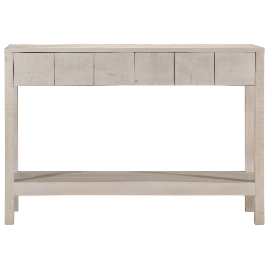 Tavolo Consolle Bianco 110x35x75cm Legno Massello di Mango 4009375