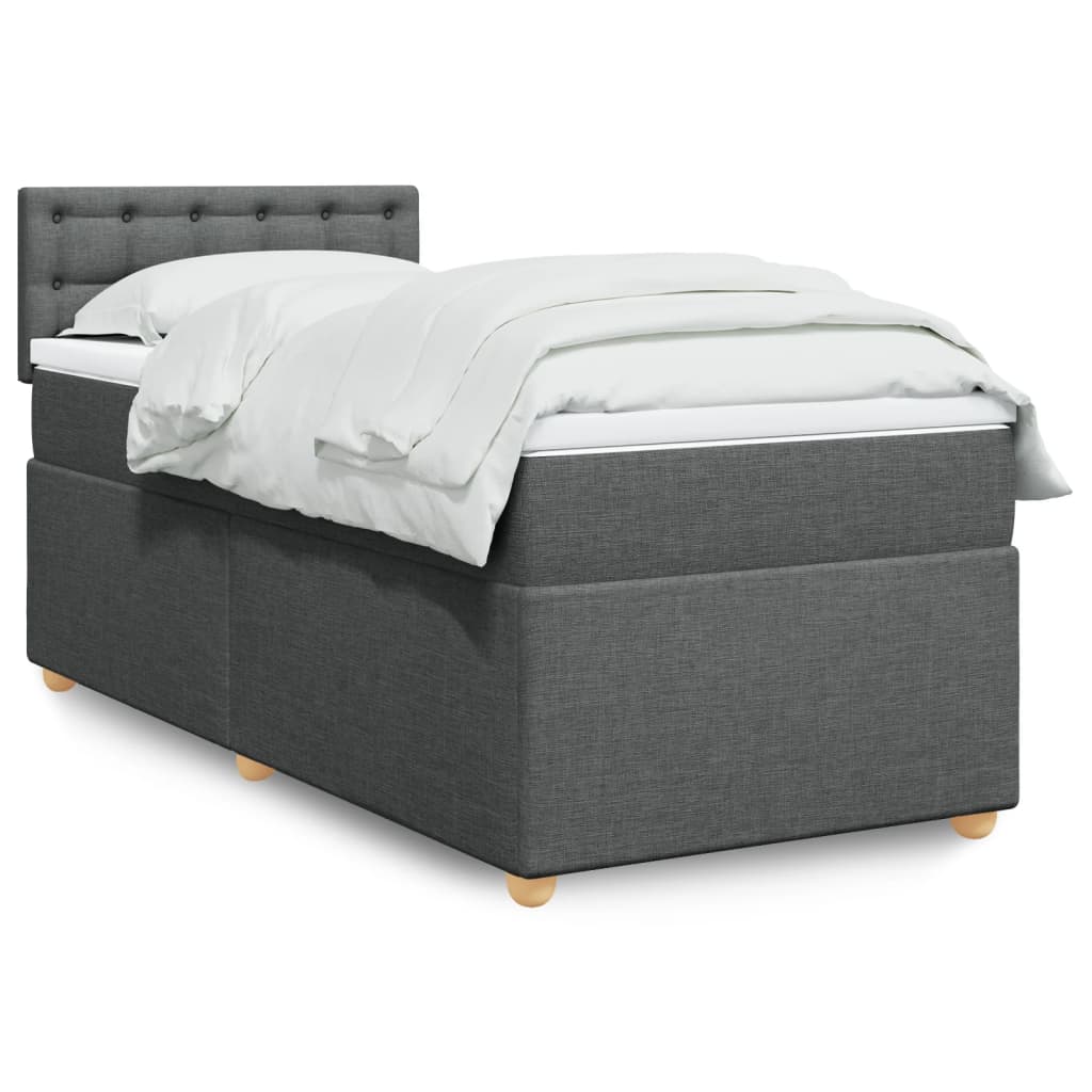 Letto a Molle con Materasso Grigio Scuro Singolo in Tessuto 3286862