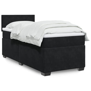 Letto a Molle con Materasso Nero Singolo in Velluto 3288769