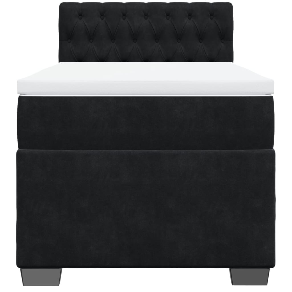 Letto a Molle con Materasso Nero Singolo in Velluto 3288773