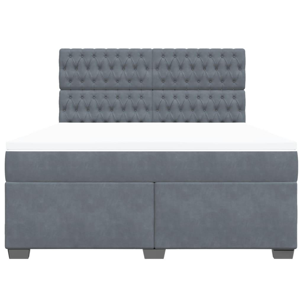 Giroletto a Molle con Materasso Grigio Scuro 180x200 cm Velluto 3290985