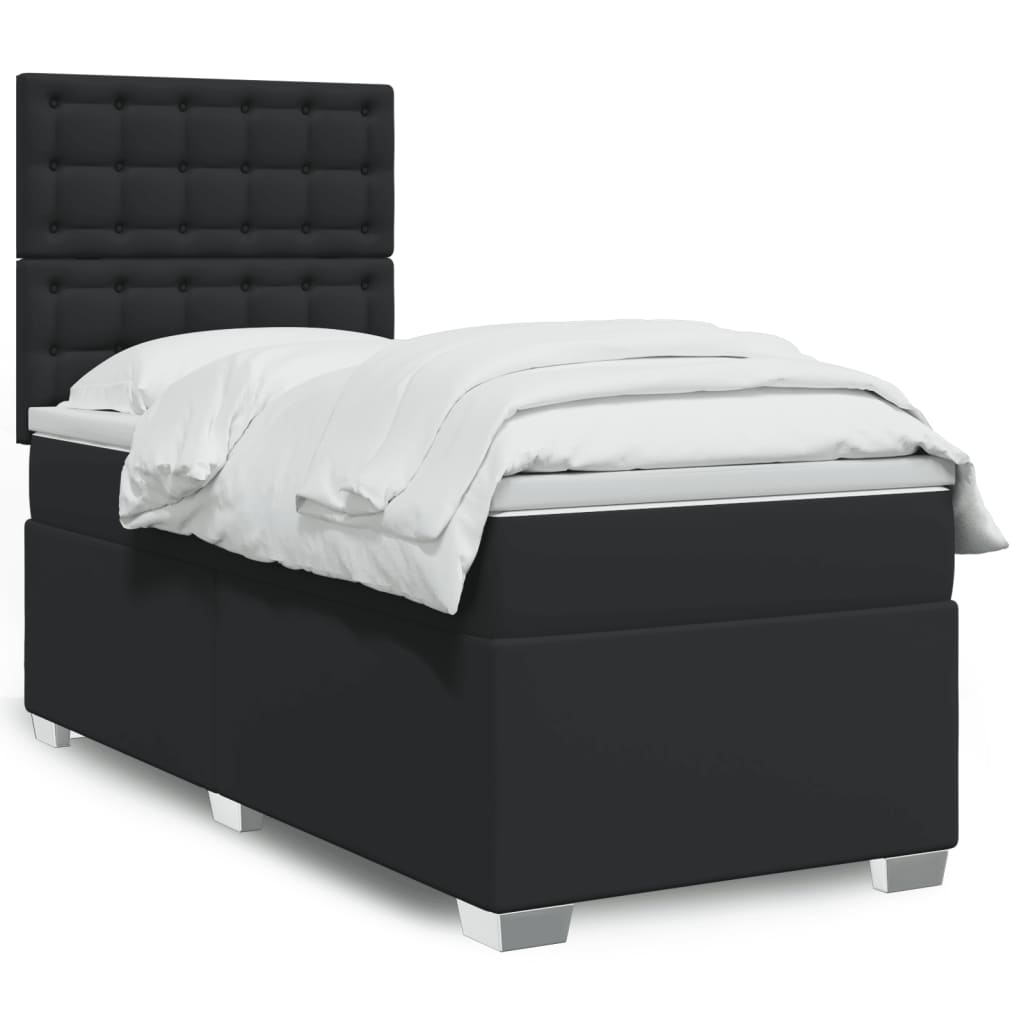 Letto a Molle con Materasso Nero Singolo in Similpelle 3293052