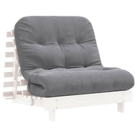 Divano Letto Futon con Materasso Bianco 80x206x11cm Legno Pino 846757