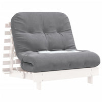 Divano Letto Futon con Materasso Bianco 80x206x11cm Legno Pino 846757