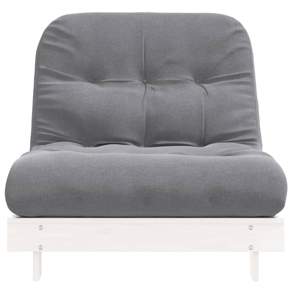 Divano Letto Futon con Materasso Bianco 80x206x11cm Legno Pino 846757