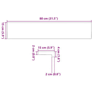 Davanzali 2 pz Non Trattati 80x15x2 cm Legno Massello di Rovere 4009086